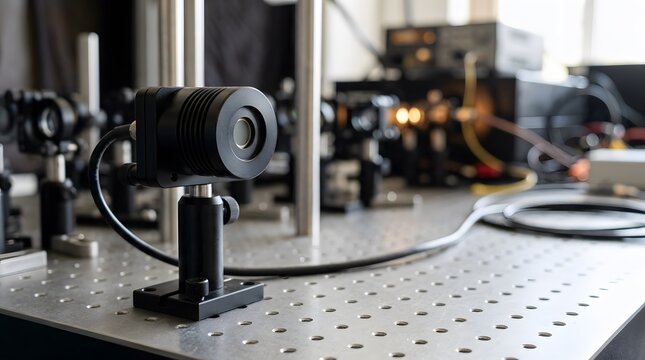 precision laser power meter sensor on optical breadboard for laboratory energy measurement and calibration