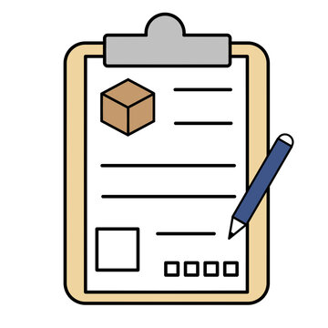 Shipping Checklist with Cardboard Box and Pen Isolated on Transparent Background, Delivery and Logistics Illustration