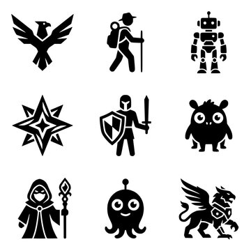 Set of Fantasy and Adventure Character Icons