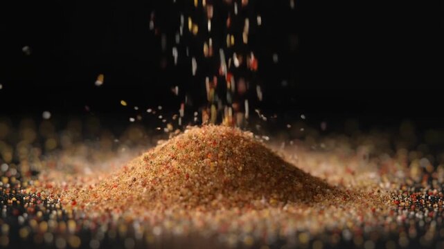 falling food seasoning particles