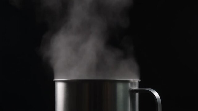 steam rising minimal black background