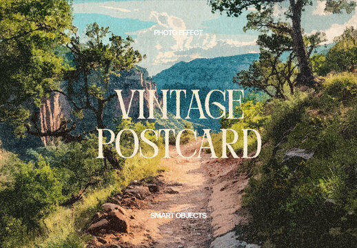 Vintage Postcard Photo Effect For Poster And Social Media Design