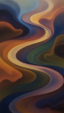 Abstract flowing wave background with smooth gradients of orange blue and green colors creating soft artistic texture for professional creative digital design projects or desktop