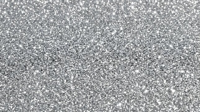 Seamless silver glitter texture background for luxury design. Sparkling metallic foil pattern for high-end branding and packaging.