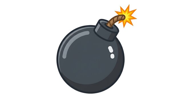 bomb with burning fuse