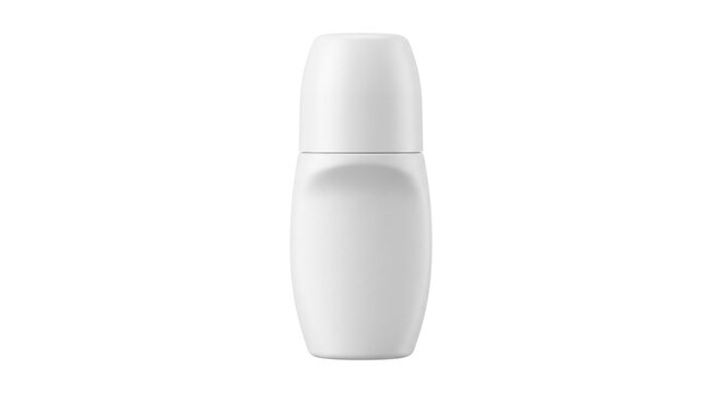 Roll-on deodorant bottle with ergonomic oval body isolated on transparent background