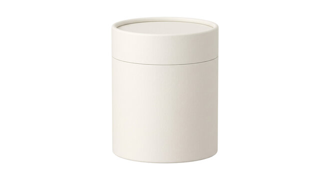 Cylindrical candle dust cover box with a perfectly fitted removable lid, isolated on transparent background