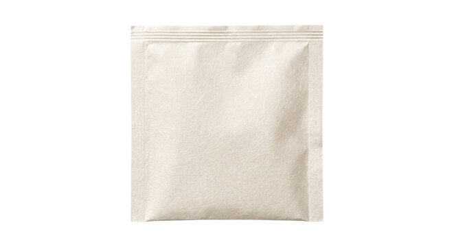 Square tea sachet paper envelope sealed minimalist paper pouch isolated on transparent background