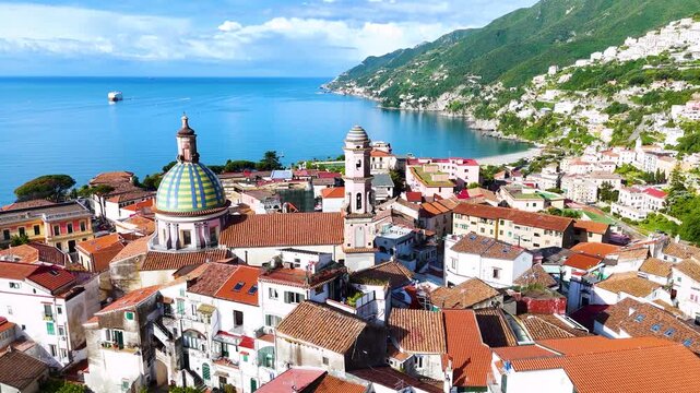 View of Vietri sul Mare on the Amalfi Coast in the province of Salerno, Campania, Italy. UNESCO World Heritage Site