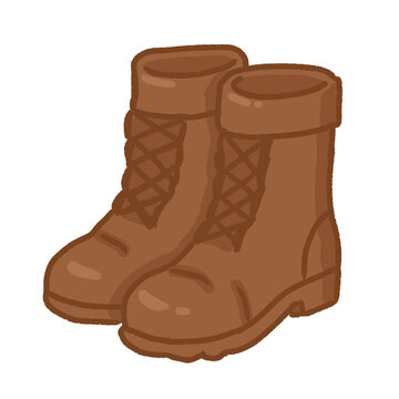 Brown Winter Boots Fashion Illustration