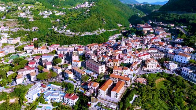 View of Vietri sul Mare on the Amalfi Coast in the province of Salerno, Campania, Italy. UNESCO World Heritage Site