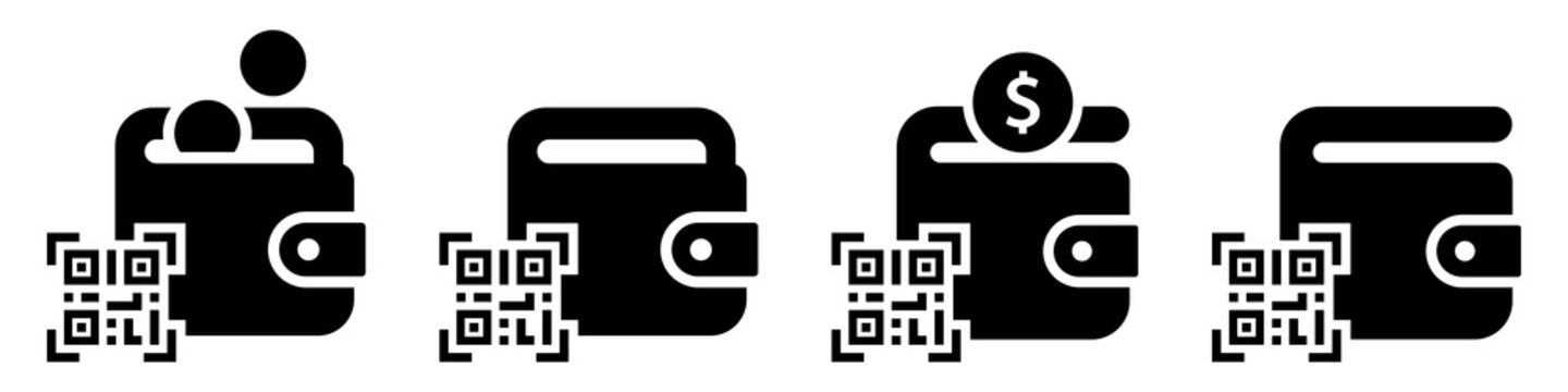 Money wallet barcode scan icon illustration