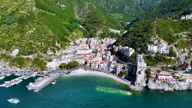 The town of Cetara on the Amalfi Coast in the province of Salerno, Campania, Italy. UNESCO World Heritage Site