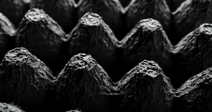 Recycled paper texture. Close-up of empty molded pulp tray with rough fibrous surface and conical cells. 