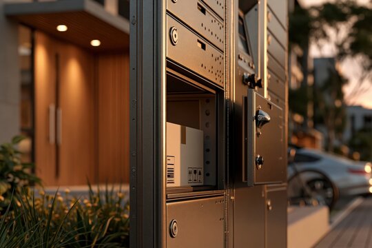 Parcel locker delivery service electronic mailbox box open package