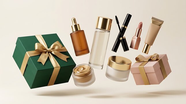 Beauty cosmetic products and makeup gift boxes for special holiday shopping and celebration. limited edition beauty bundles