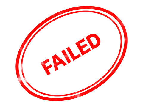 Failed red rubber stamp icon, rejected oval mark on white background, unsuccessful result symbol for business documents