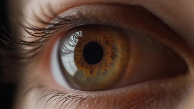 Extreme macro footage of a single healthy human brown iris with natural radial pigmentation for world sight day