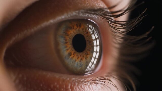 Extreme macro footage of a single healthy human brown iris with natural radial pigmentation for world sight day