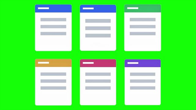 Multiple Document Files Organization and Management Animation on Green Screen
