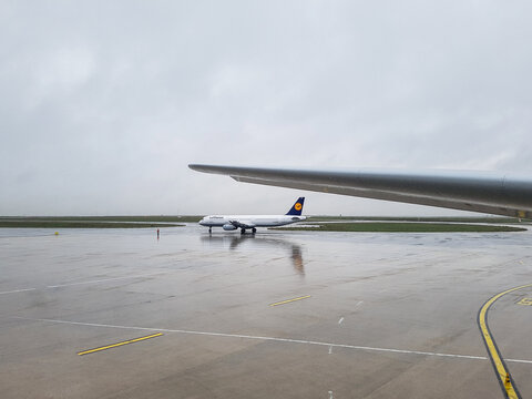Paris, France - March 28, 2018 - Lufthansa Airbus A321 at Charles de Gaulle Airport in Paris