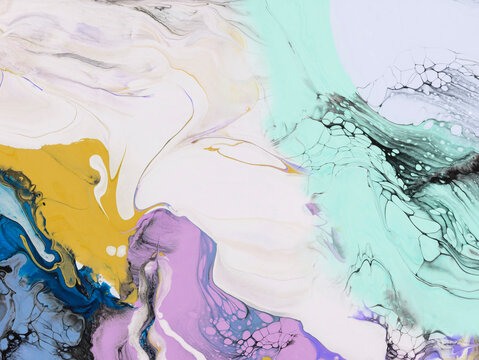 Abstract fantastic multicolor creative hand painted background, marble and brush texture