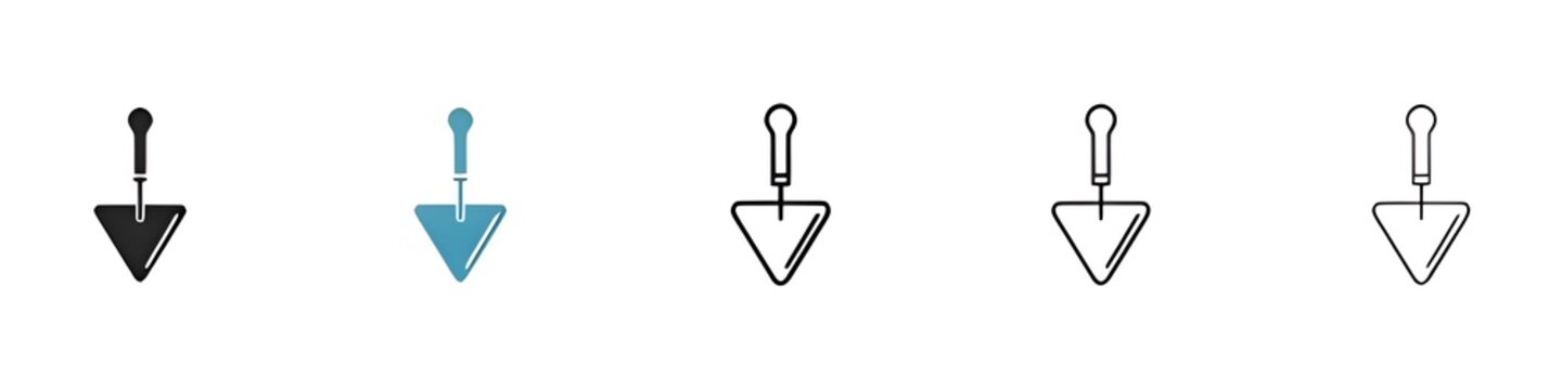 Wall Smoothing Spatula Vector Icon Set. Construction Scraper Tool Vector Symbol for UI Design. Thin line customizable illustration. Contour symbol. Vector isolated outline drawing. Editable stroke