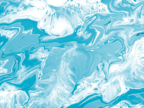 Abstract blue wave creative hand painted background, marble texture