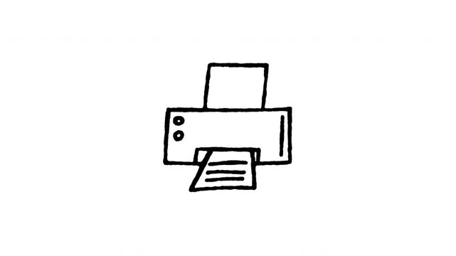 Hand drawn 4K laser printer doodle animation with boiling line effect. Frame by frame outline on black and green screen backgrounds, perfect for paper print, office printer, copy equipment.
