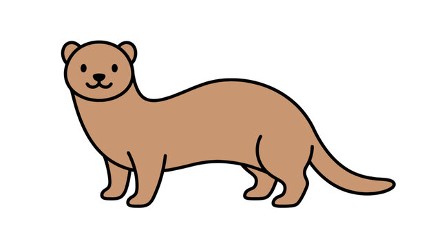 Cute brown weasel or ferret flat vector illustration character