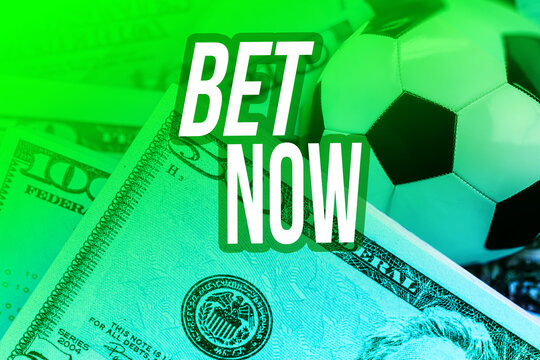 Place bets on sports with cash and soccer ball in a setting that encourages wagering and excitement