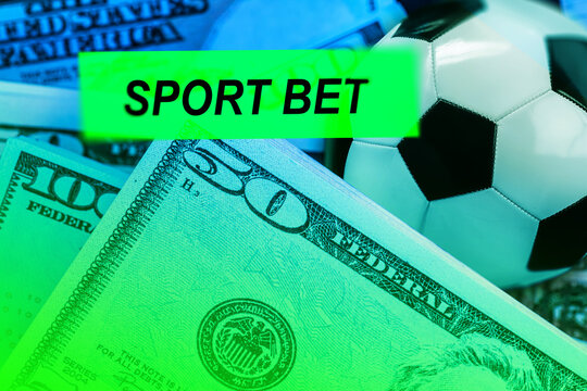 Sport bet with cash and soccer ball in focus showing betting excitement