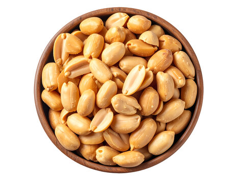 roasted peeled peanuts in a bowl isolated on transparent png