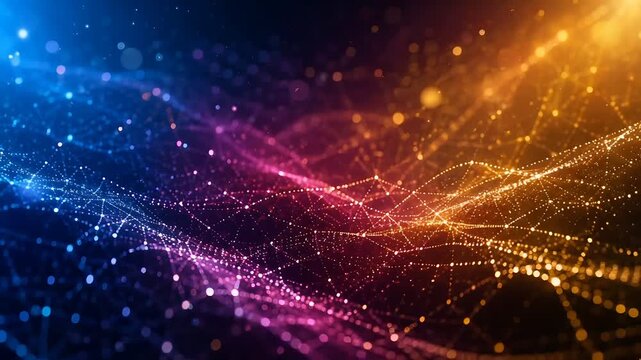 Network Line Background with Futuristic Digital Image and Dot Grid for Corporate Report and Presentation