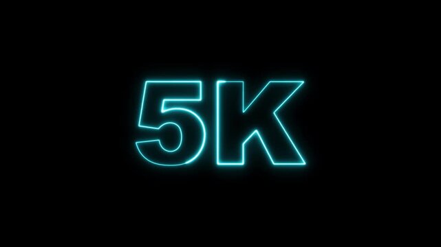 Glowing Neon 5K Social Media Milestone Animation