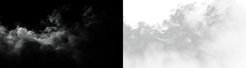 Fototapeta premium Clouds move across the sky, creating a misty appearance on a transparent background, PNG with a light overlay