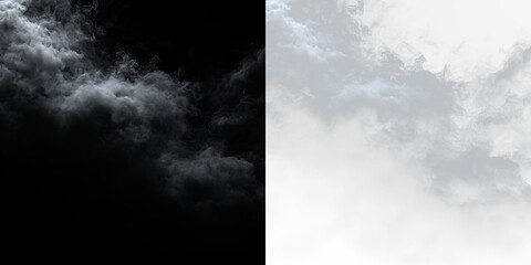 Clouds drifting in the sky on a bright day with soft patterns overhead, PNG with a light overlay © Liubov