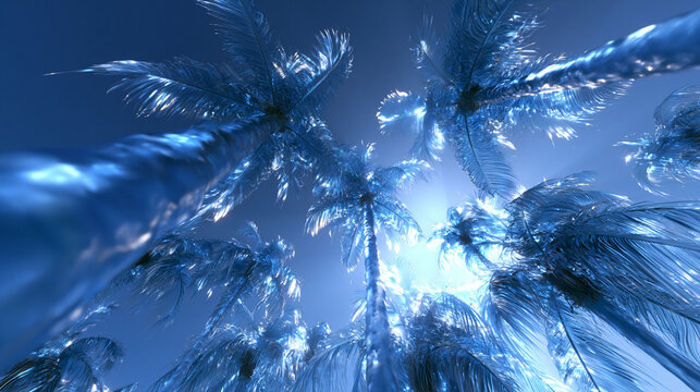 Crystal Palm Trees in Futuristic Tropical Paradise