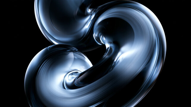 Abstract 3D Render of Twisted Metallic Glass Liquid