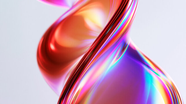 Abstract 3D Colorful Iridescent Twisted Fluid Shape Background