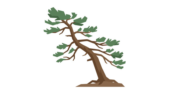 Great lakes vector lone pine tree on wilderness shoreline