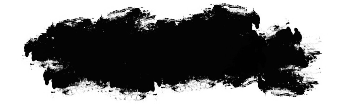 Black ink grunge brush stroke banner background isolated