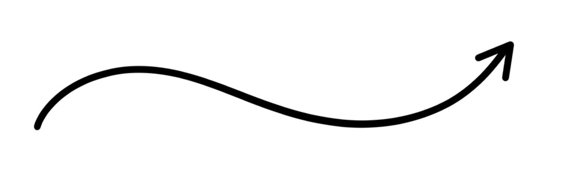 Black smooth wave curved arrow line on white background