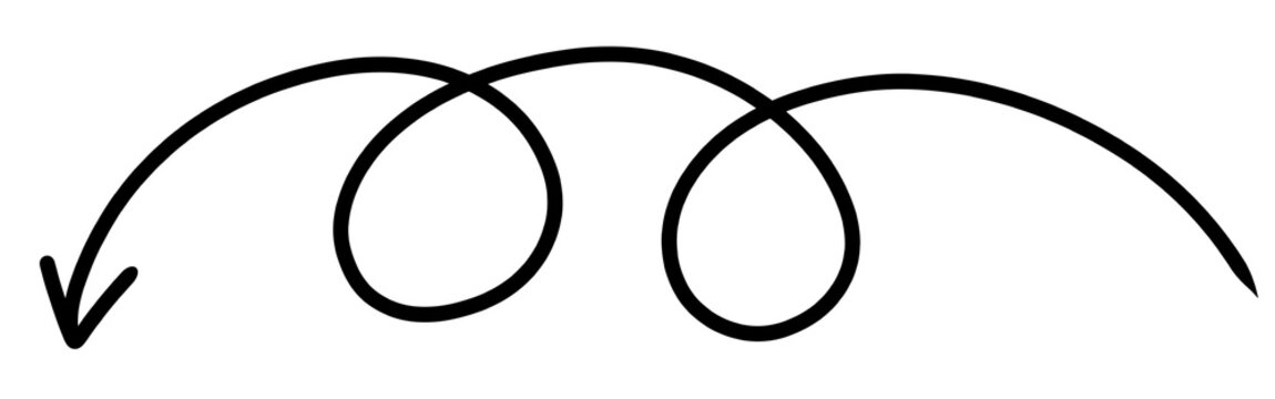 Black double loop swirl arrow on white background