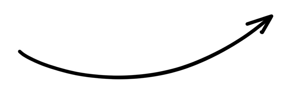 Black upward smiling curved arrow on white background