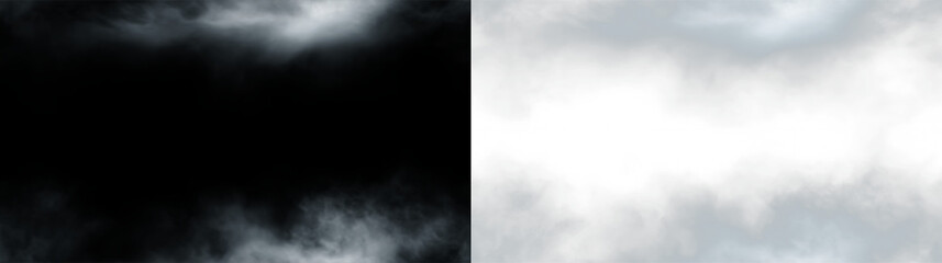 Fototapeta premium Clouds form in a grey sky during midday, creating an overcast look with soft, diffused light apparent against a transparent background, PNG with a light overlay