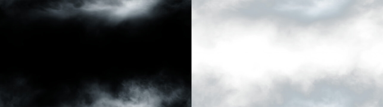 Clouds form in a grey sky during midday, creating an overcast look with soft, diffused light apparent against a transparent background, PNG with a light overlay