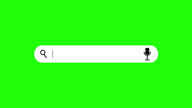 Search Bar Interface animation on green screen background. Search bar interface displays typing of business growth inquiry on a simple digital template
