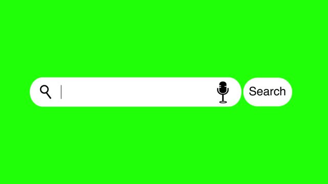 Search Bar Interface animation on green screen background. Search bar interface displays typing of business growth inquiry on a simple digital template
