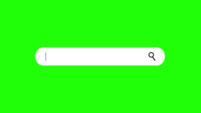 Search Bar Interface animation on green screen background. Search bar interface displays typing of business growth inquiry on a simple digital template
